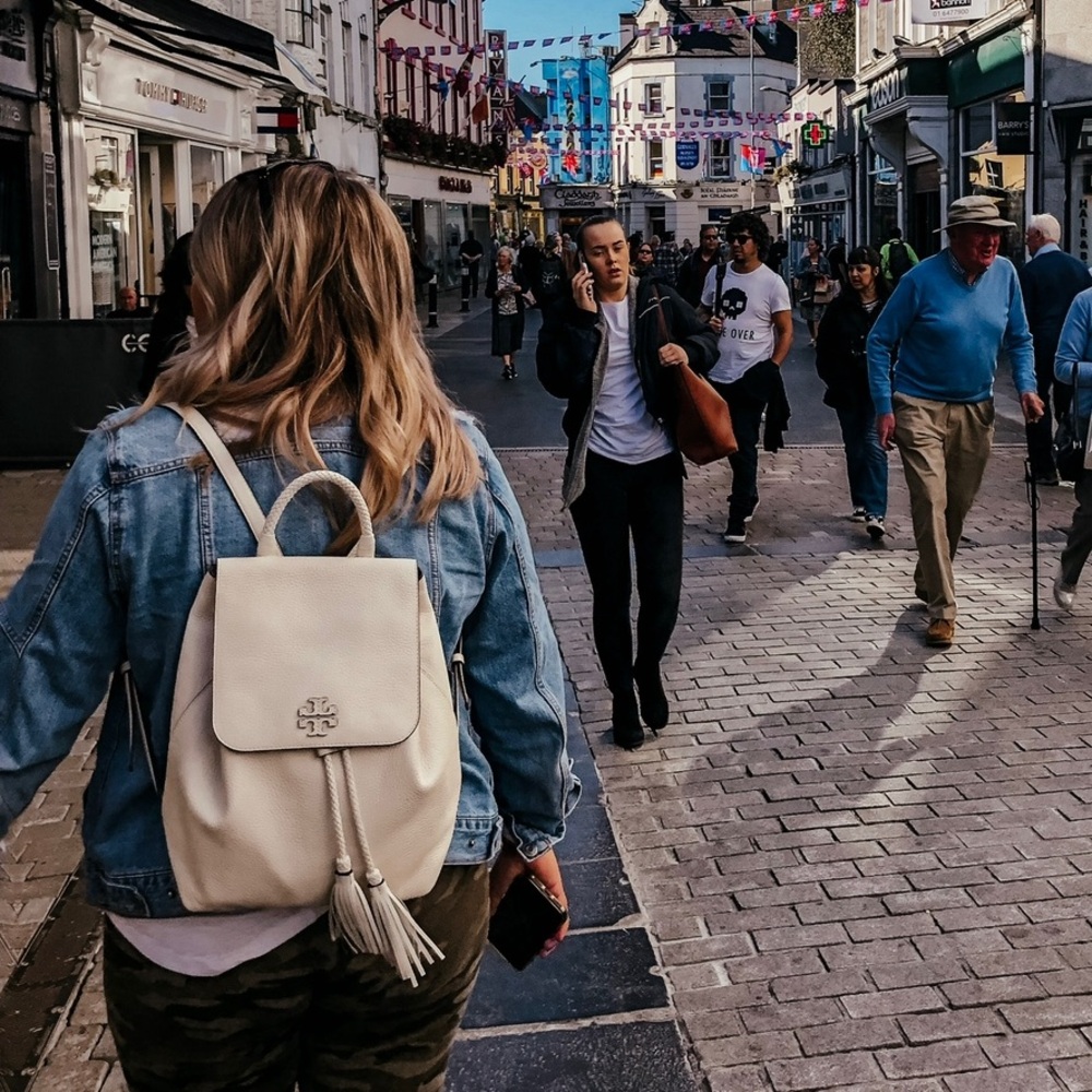 Tory Burch Cream Backpack with Signature Flap